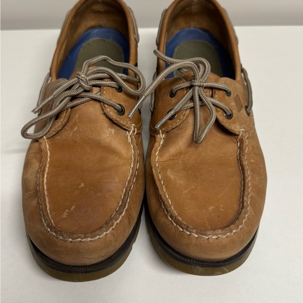 Men's Tan Leather Boat Shoes